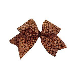 Girls Oversize Hair Bow 7.5" Elastic Ponytail Black Orange Silver Animal Print G